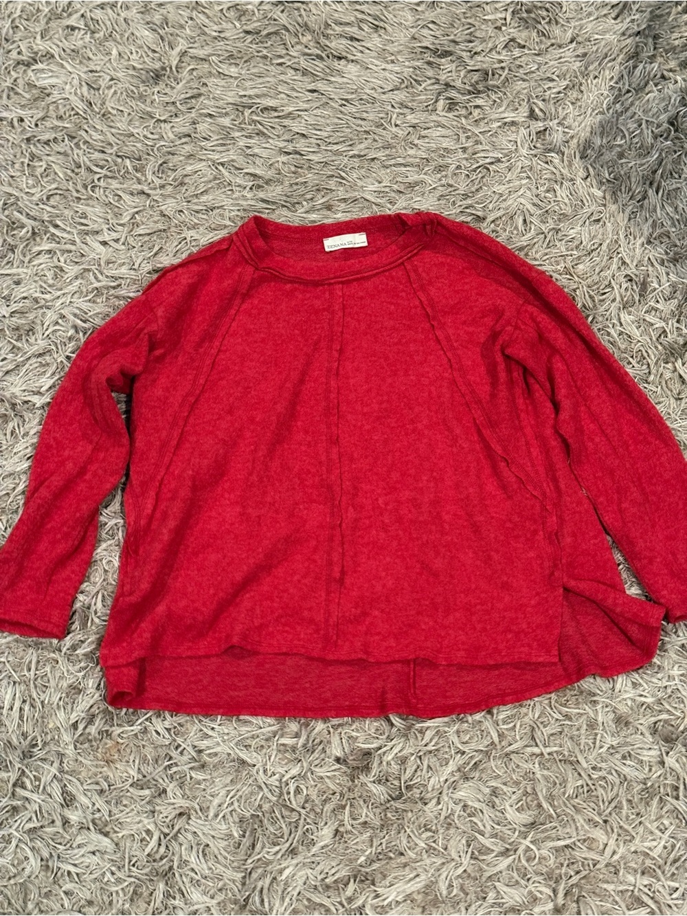 Zenana Outfitters Red Crewneck Lightweight Pullover